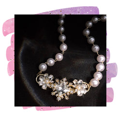 Crystal flower pearl beaded choker