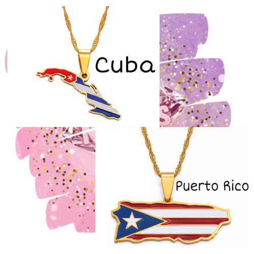 Collares de mapas de diferentes países latinoamericanos