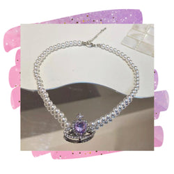 Purple planet necklace