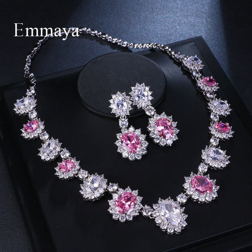 Fashion Luxury Cubic Zirconia Bridal Three Colors Jewelry Sets