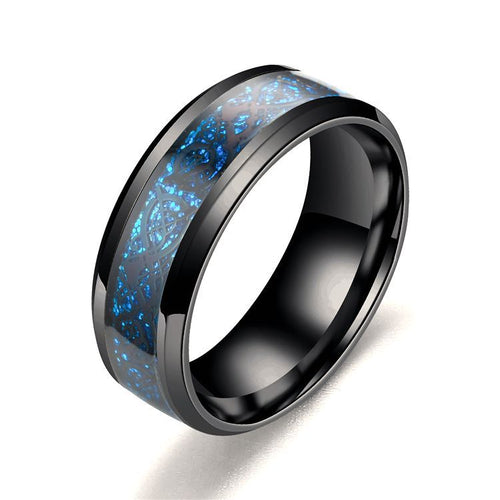 Anillos de acero inoxidable Dragon Inlay Comfort Fit para hombres 