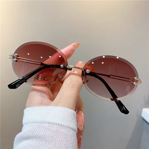 Trendy Sunglasses For Woman Rimless Cut-edge Oval
