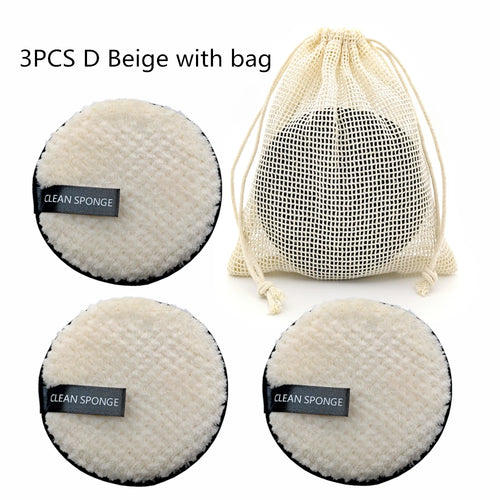 Reusable Makeup Remover Pads Cotton Wipes 3PCS/4PCS With Bag Microfiber