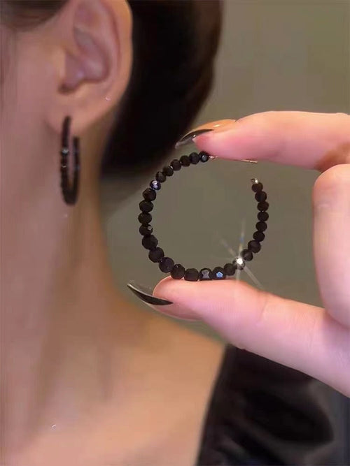 New Simple Fashion Trend Round Black Hoop Earrings