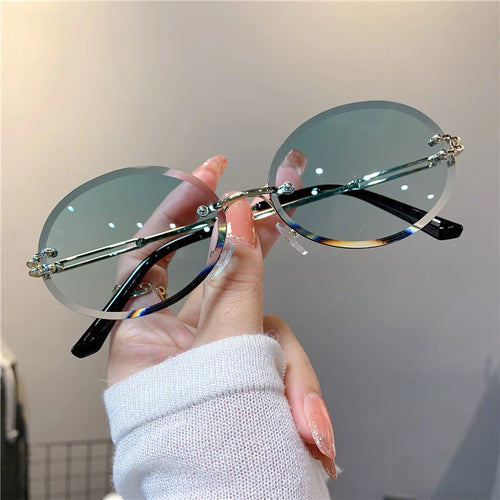 Trendy Sunglasses For Woman Rimless Cut-edge Oval