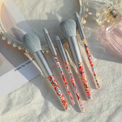 5pcs Cryst Handle Particles Candy Makeup Brushes Set