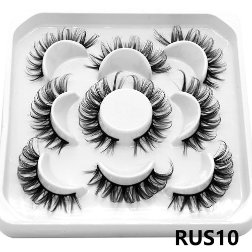 5 pairs Colored Strip Lashes 3d Mink Lashes Dramatic Colorful