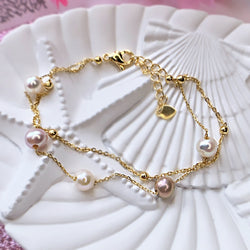 Classic double bracelet.  Natural Pearls
