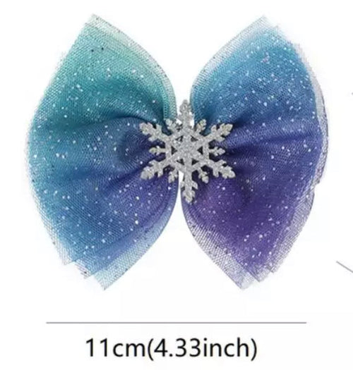 Silver snowflake girl's hook bow