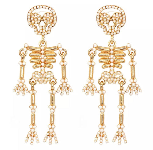 Fashion Skeleton Earrings with Pearls