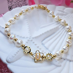 Star bracelet.  Natural Pearls