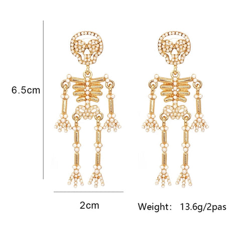 Fashion Skeleton Earrings with Pearls