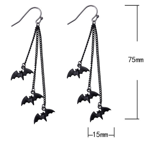 Earrings with bat pendants