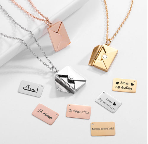 Love Letter Envelope Pendant Necklace Customized Stainless Steel