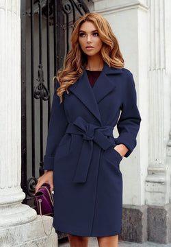 Autumn/Winter Fashion Slim Fit Waistband Polo Collar Woolen Coat