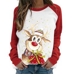 Christmas Elk Print Women Sweatshirt