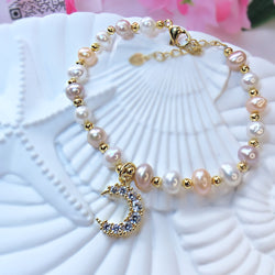 Moon bracelet.  Natural Pearls