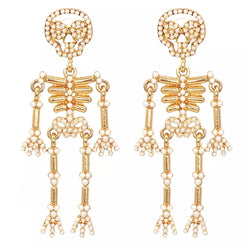 Fashion Skeleton Earrings with Pearls