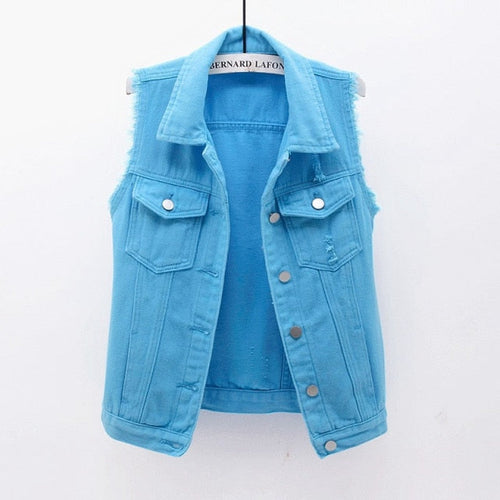 Casual Sleeveless Jean Vest